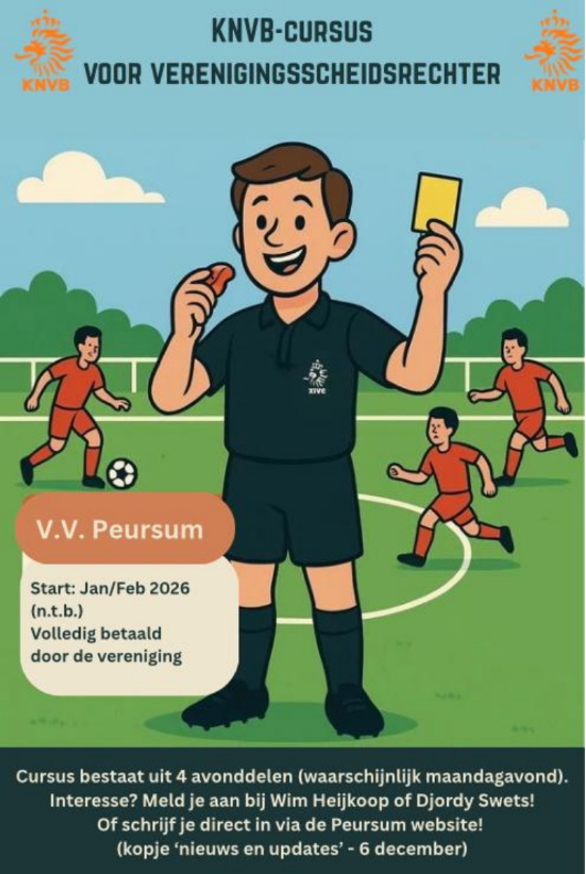 ⚽ Word verenigingsscheidsrechter bij VV Peursum!⚽