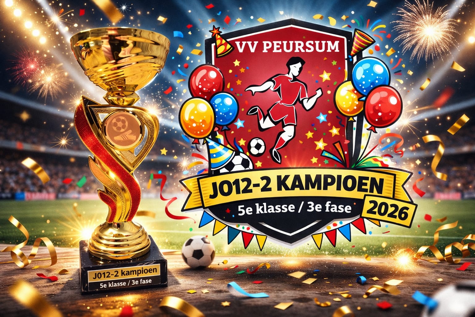 🏆 JO12‑2 Kampioen in de 5e Klasse – Fase 3! 🎉