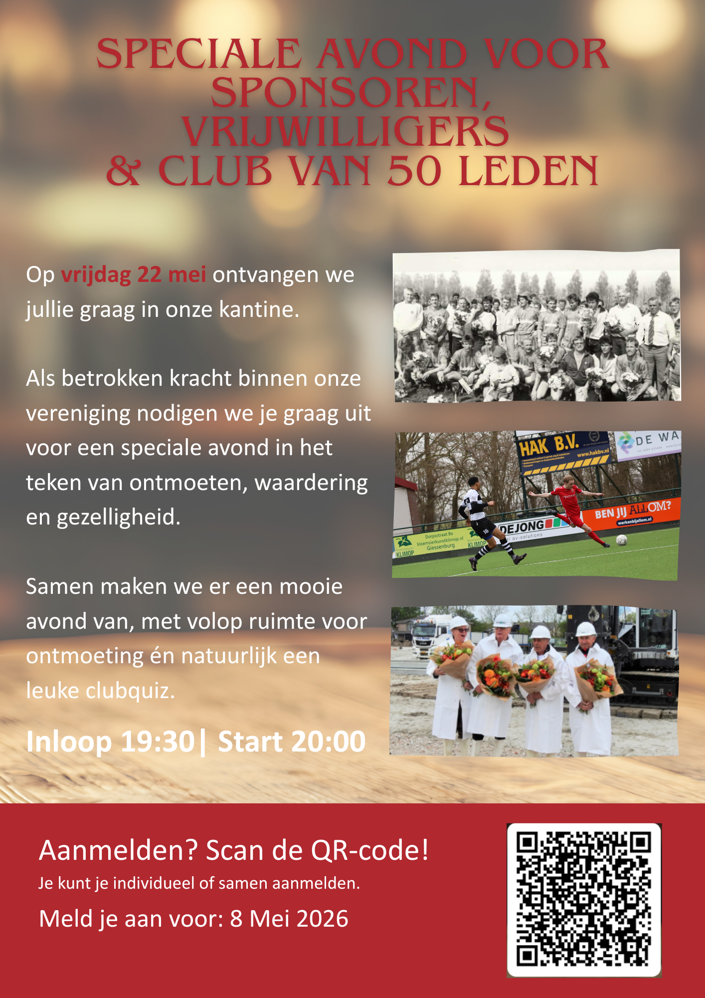 Uitnodiging | Vrijwilligers-, sponsoren- & Club van 50‑avond